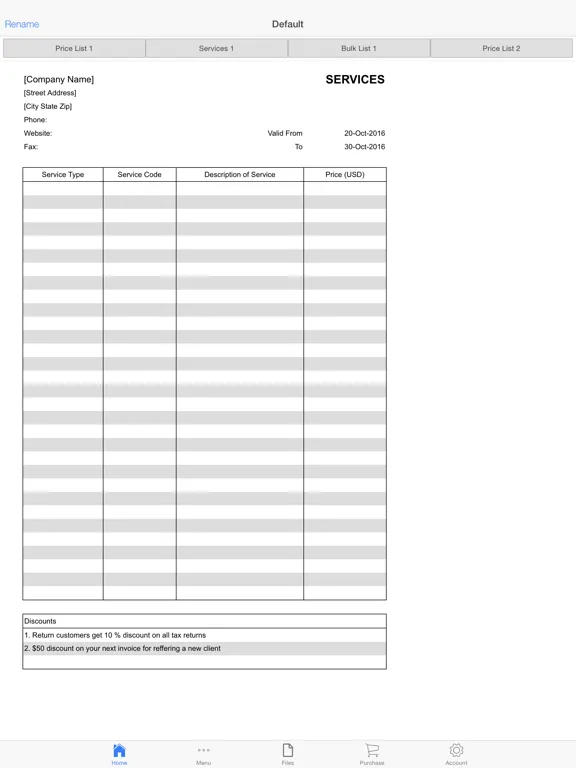 Price Lists iPad 應用截圖