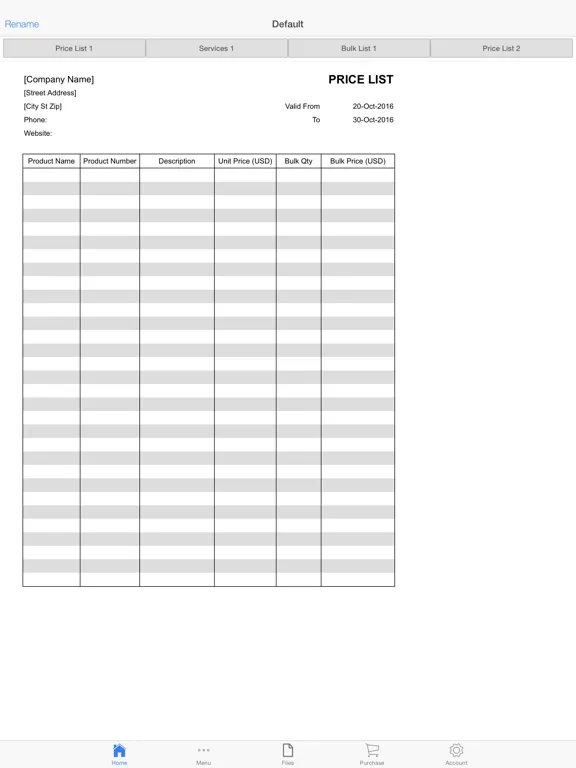 Price Lists iPad 應用截圖