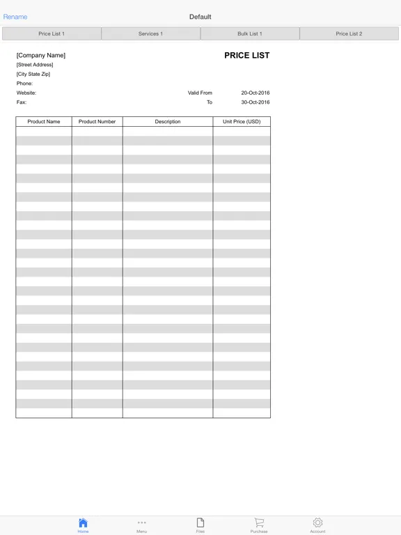 Price Lists iPad 應用截圖