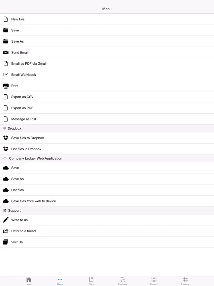 Tangkapan layar Company Ledger iPad 
