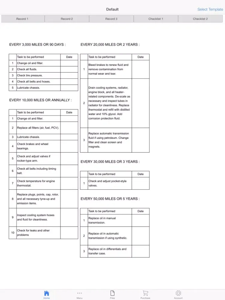 Car Maintenance Planner iPad 应用截图