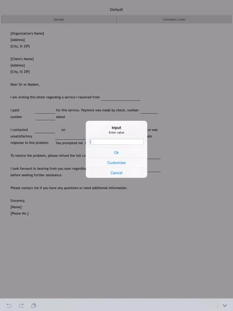 Complaint Letter iPad  Screenshots