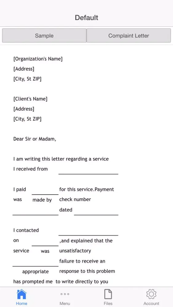 Complaint Letter Screenshots