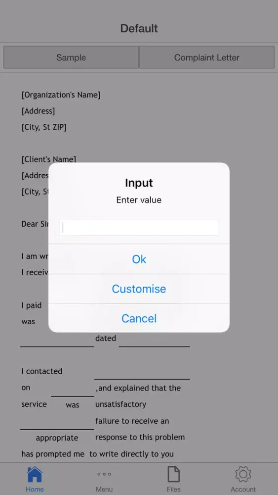 Complaint Letter Screenshots