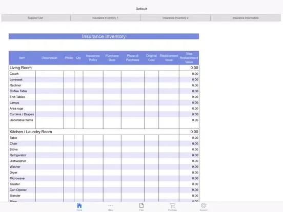 Ảnh chụp màn hình của Inventory Lists iPad 