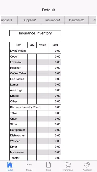 Ảnh chụp màn hình của Inventory Lists