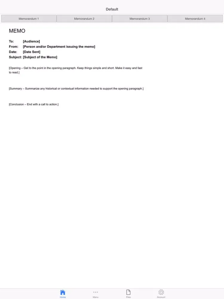 Memorandum Letter iPad  Screenshots