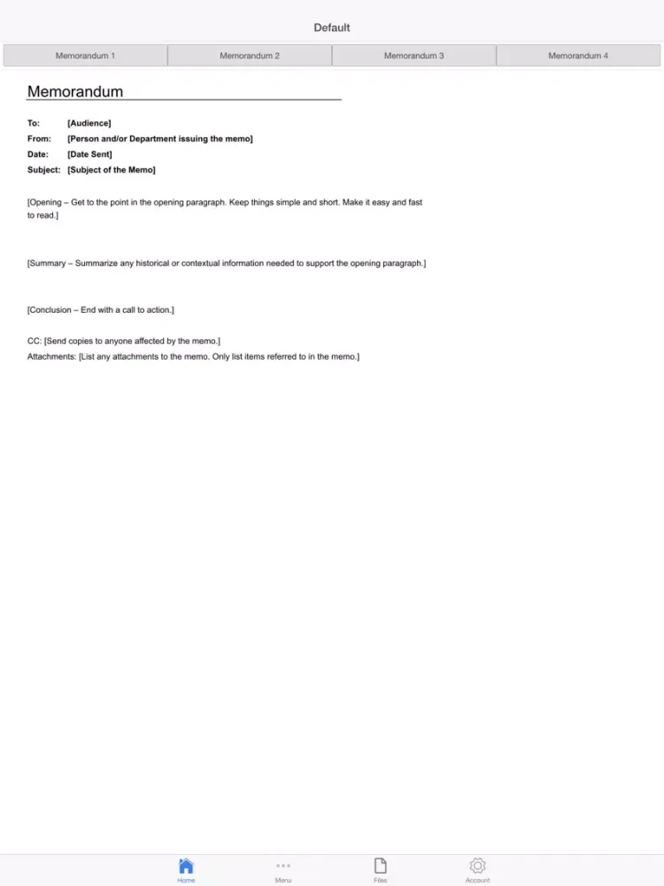 Memorandum Letter iPad  Screenshots