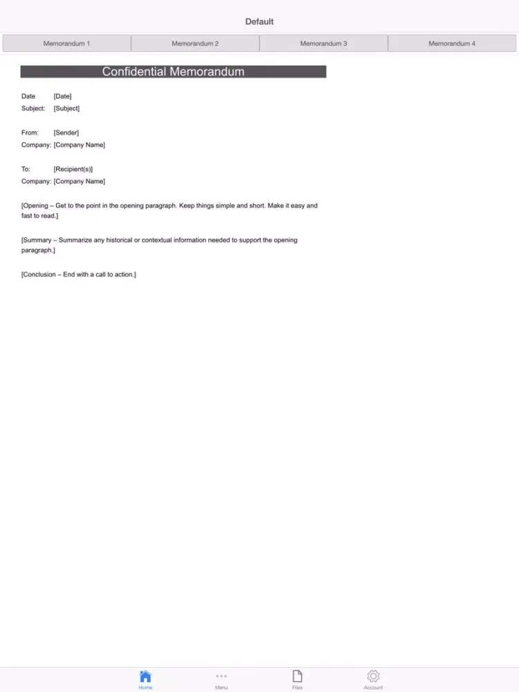 Memorandum Letter iPad  Screenshots