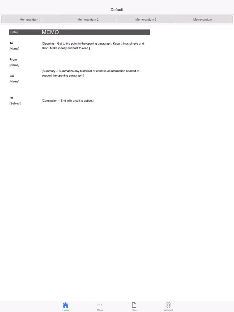 Memorandum Letter iPad  Screenshots