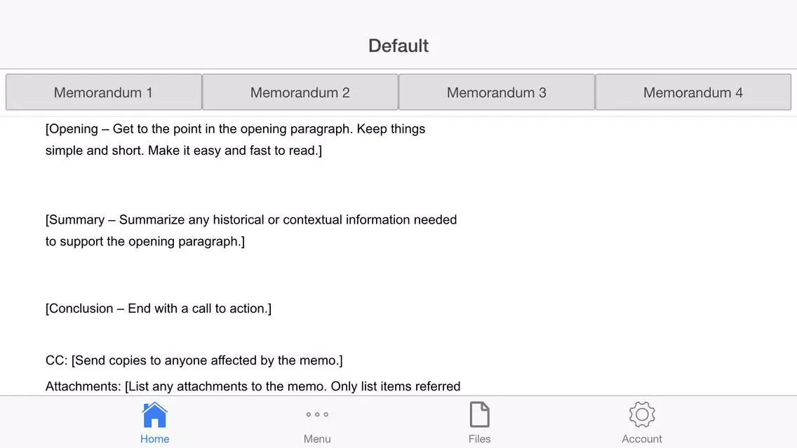 Memorandum Letter Screenshots