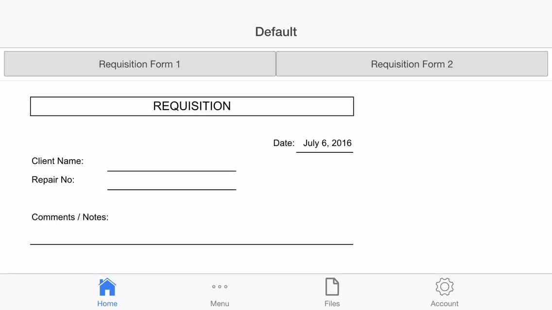 Captures d'écran de Requisition Form