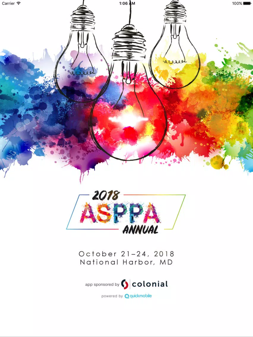 Capturas de tela do 2018 ASPPA Annual iPad 
