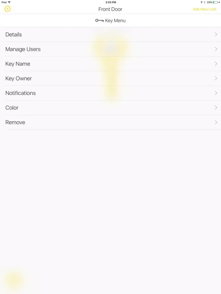 Ảnh chụp màn hình của Yale Assure iPad 