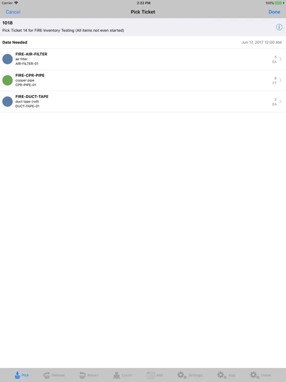 Tangkapan layar Go 11.0 Inventory Management iPad 