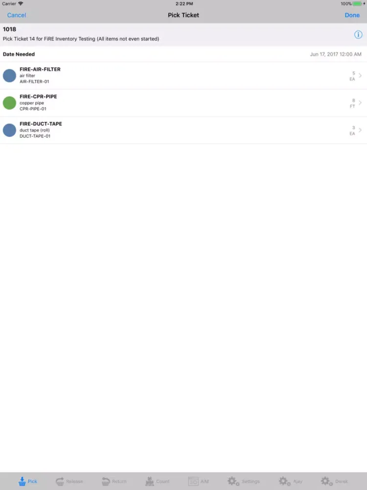 ภาพหน้าจอของ Go 9.4 Inventory Management iPad 