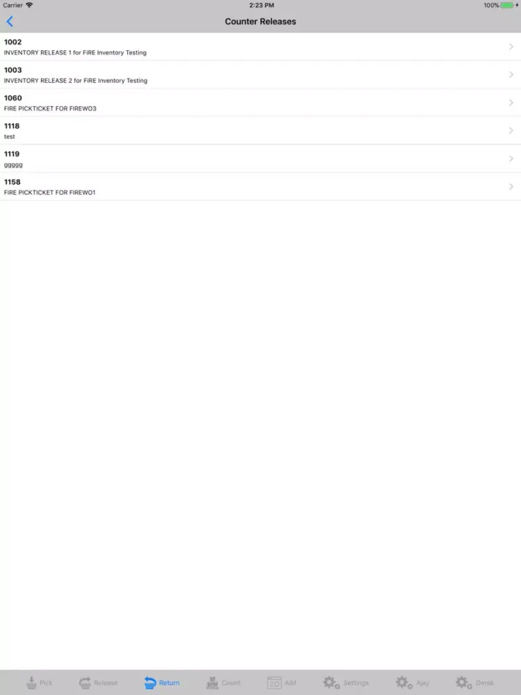 ภาพหน้าจอของ Go 9.4 Inventory Management iPad 