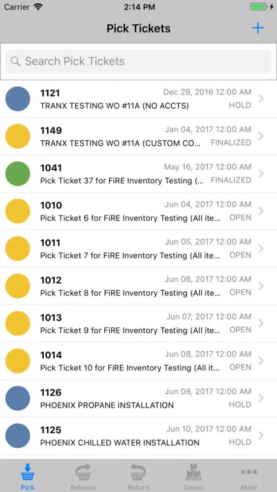 ภาพหน้าจอของ Go 9.4 Inventory Management