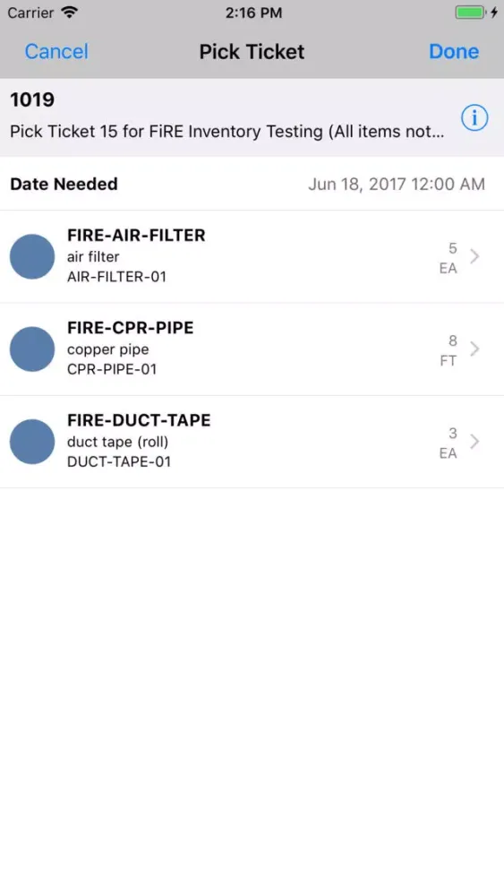 ภาพหน้าจอของ Go 9.4 Inventory Management
