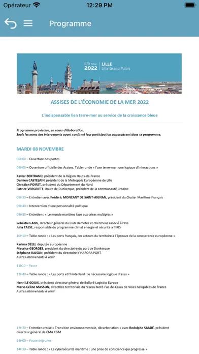 Captures d'écran de Assises Économie de la Mer