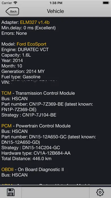 Tangkapan layar FORScan Viewer for Ford, Mazda
