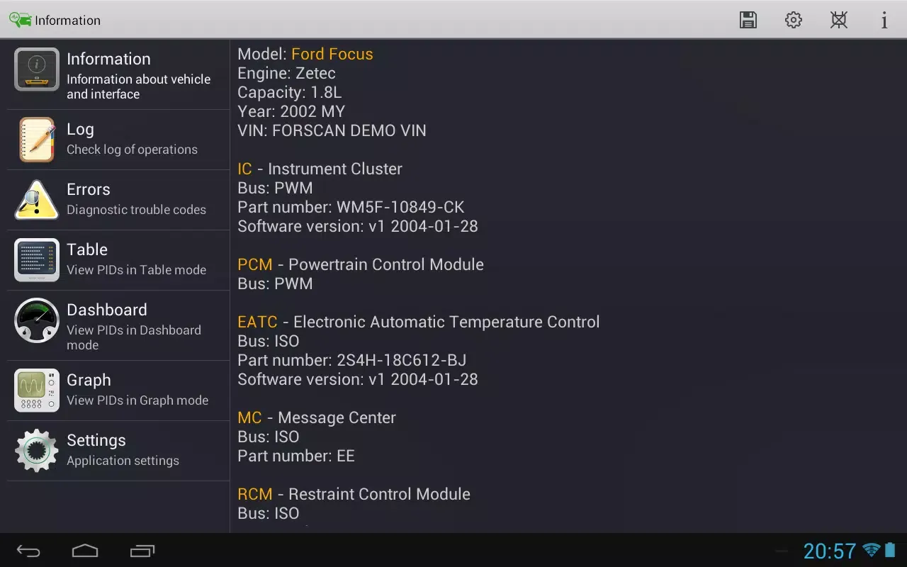 FORScan Demo سکرین شاٹس