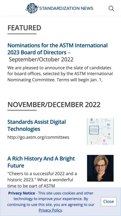 Capturas de pantalla de ASTM News