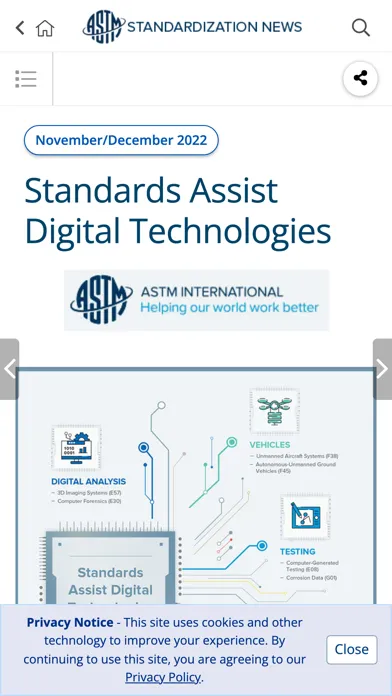 Capturas de pantalla de ASTM News