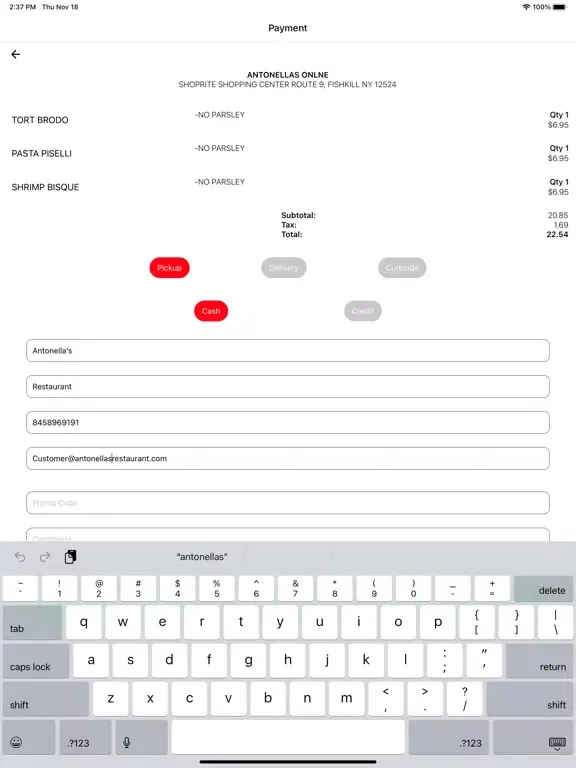 Antonella's Restaurant iPad  سکرین شاٹس