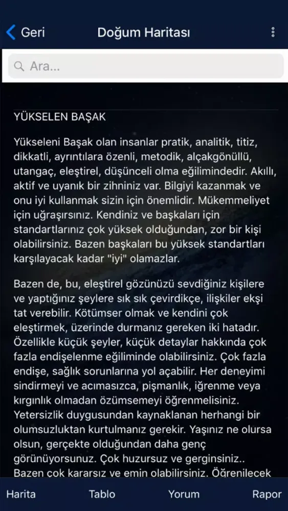 Zrzuty ekranu Gökgünlük Astroloji Uygulaması