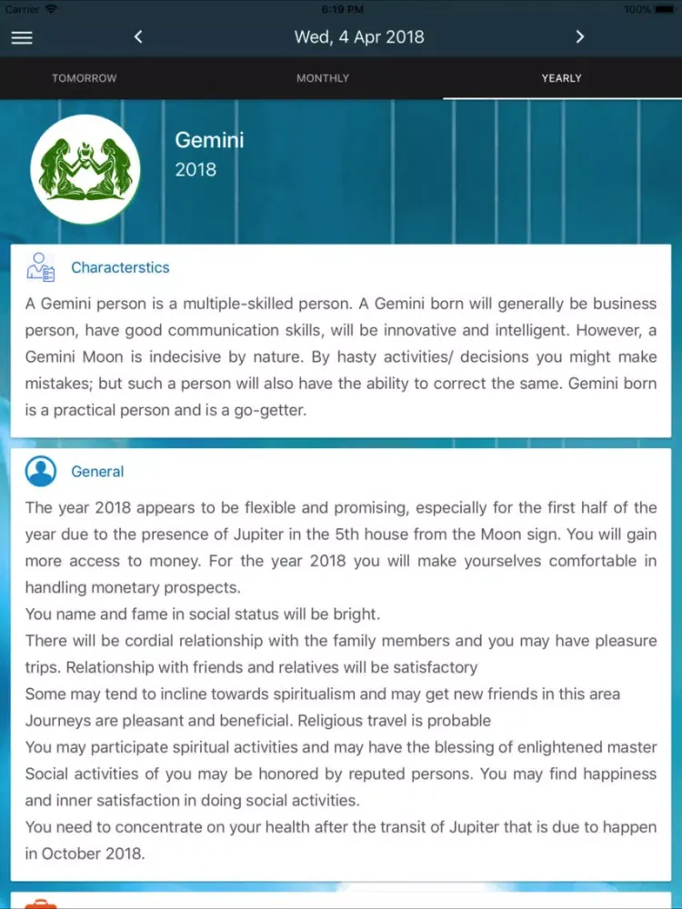 Gemini Horoscope iPad  स्क्रीनशॉट