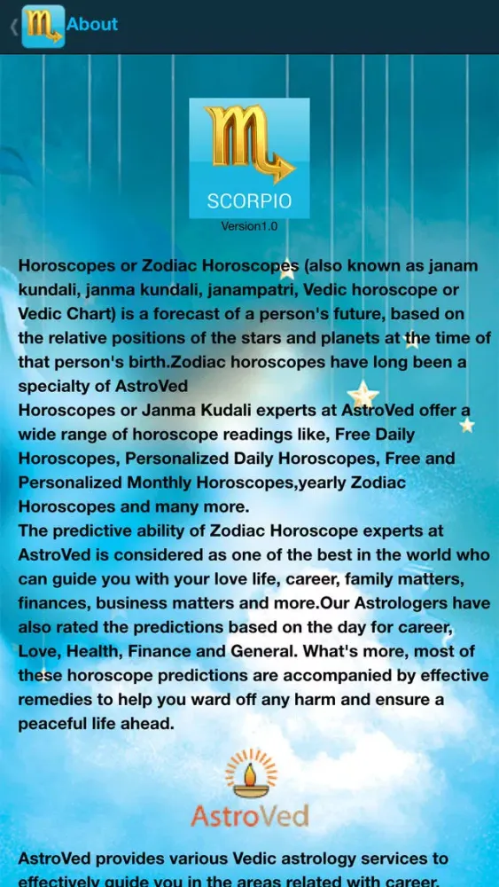 Scorpio Horoscope Screenshots