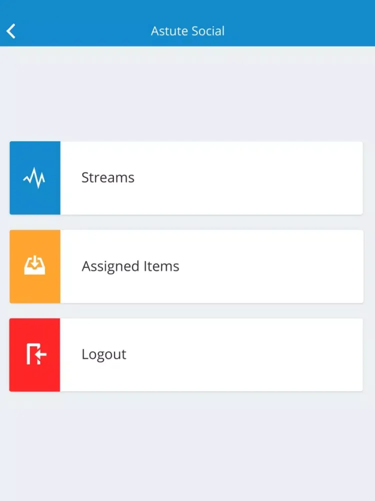 Tangkapan skrin Astute Social iPad 