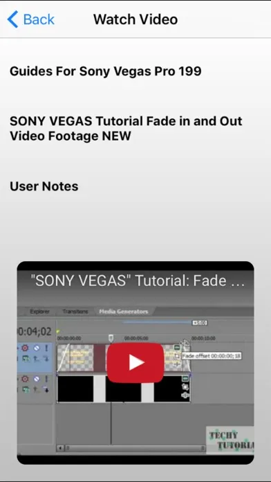 Capturas de tela do Video Guides For Sony Vegas Pro