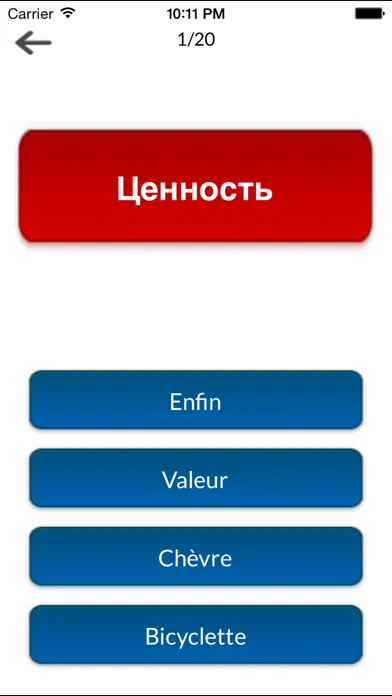 Tangkapan skrin Russian/French Verbs