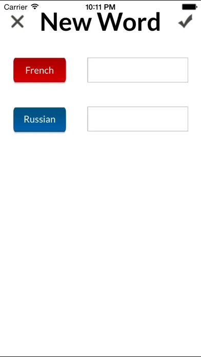 Tangkapan skrin Russian/French Verbs