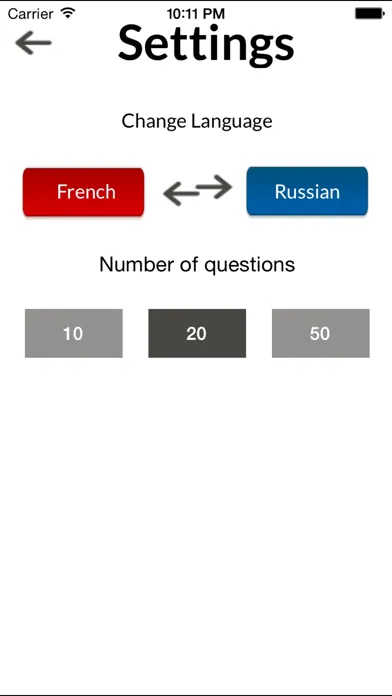 Tangkapan skrin Russian/French Verbs