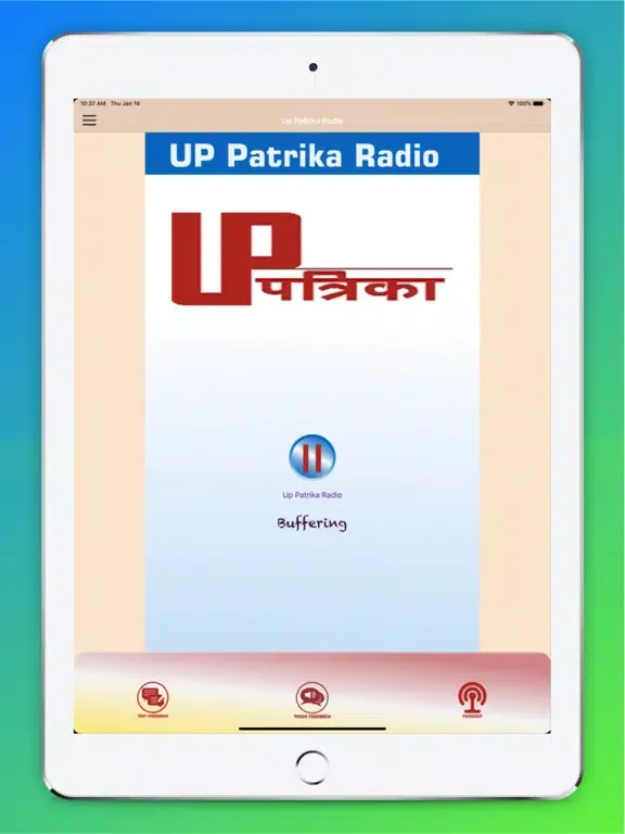 Tangkapan skrin Up Patrika Radio iPad 
