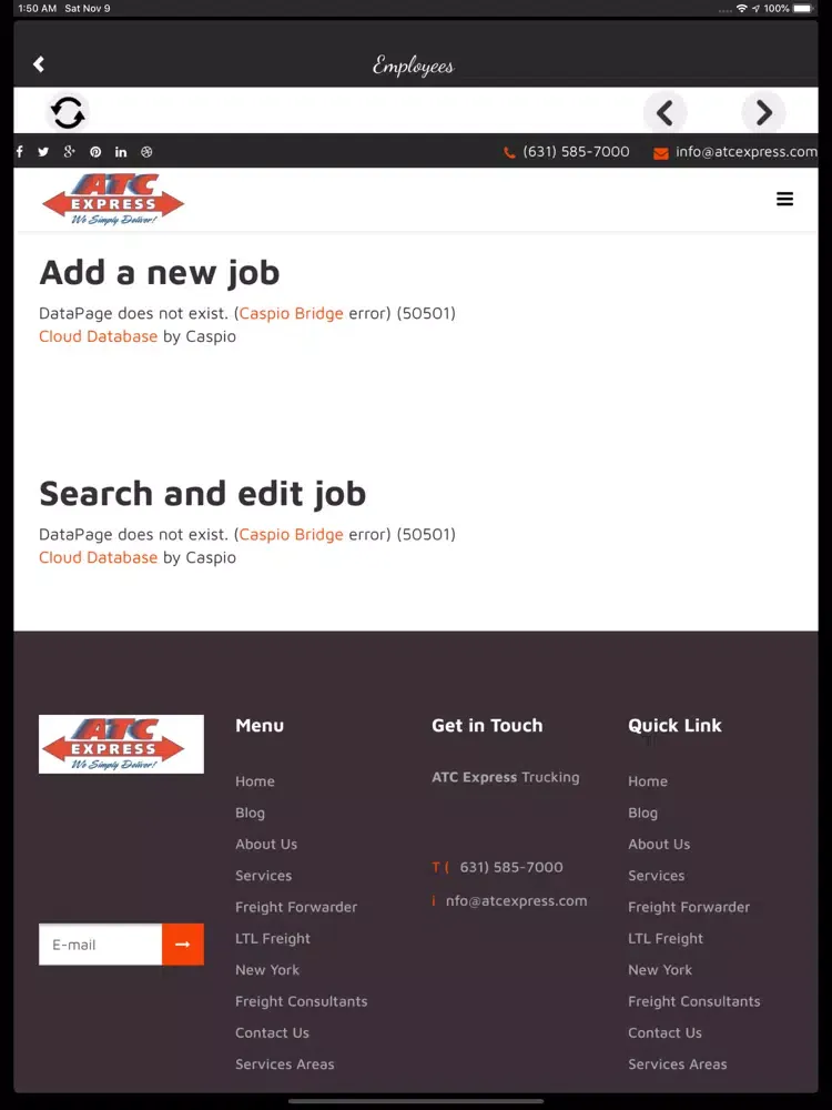 Tangkapan skrin ATC Express Trucking iPad 