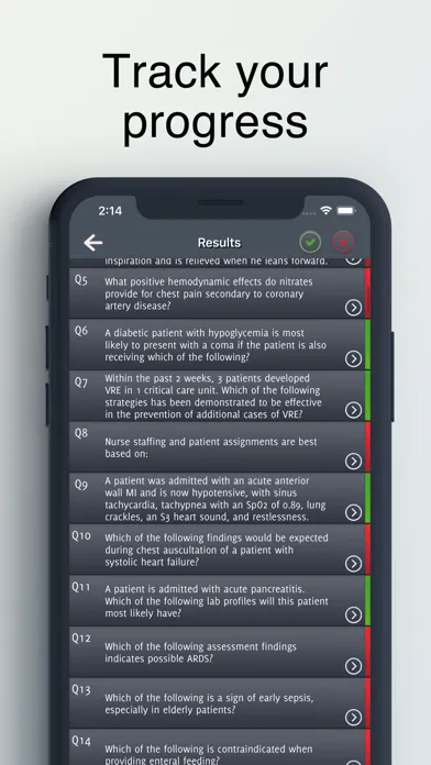 Zrzuty ekranu CCRN Adult Critical Care Exam.