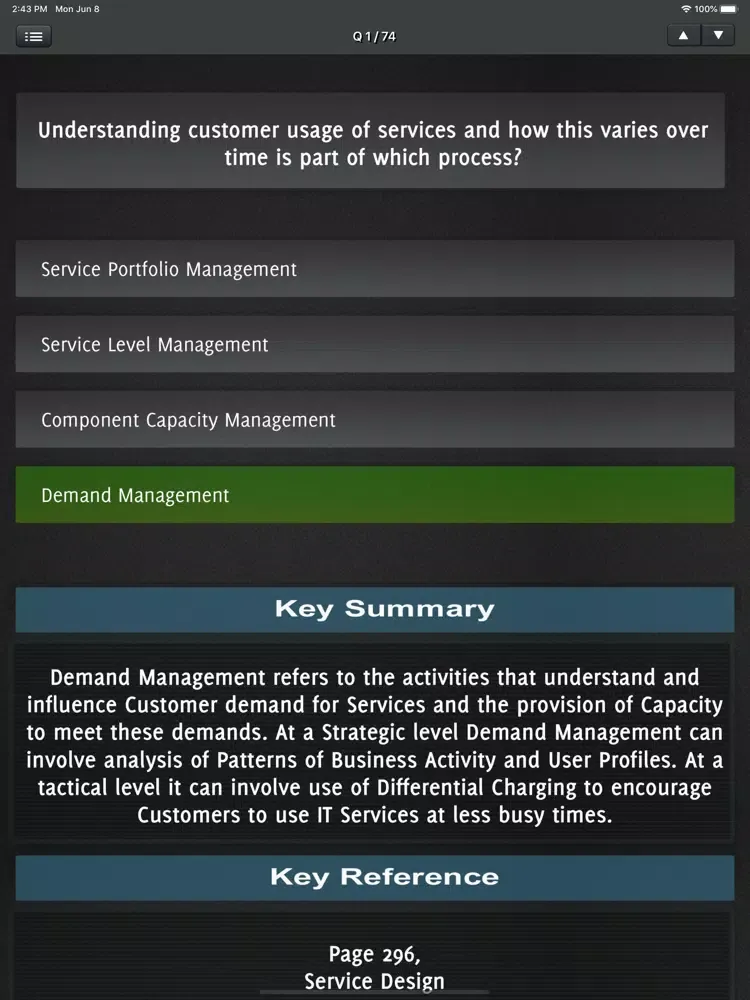 ITIL v4 Exam Foundation - iPad  Screenshots