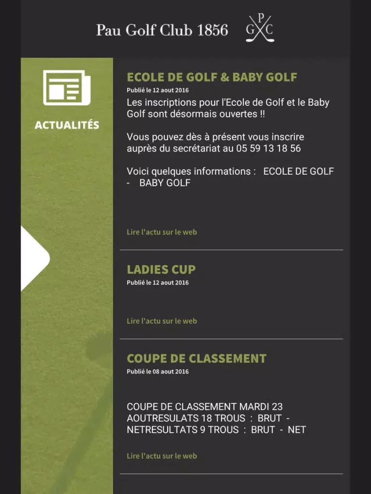 Pau Golf Club 1856 iPad 应用截图