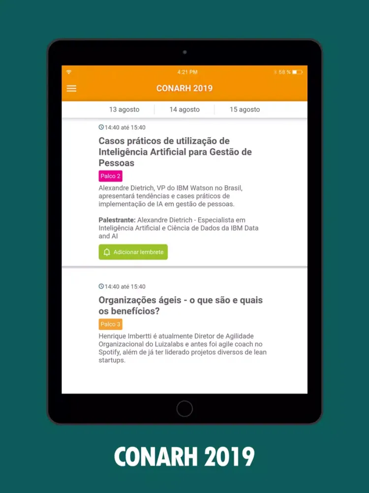 CONARH 2019 iPad 應用截圖