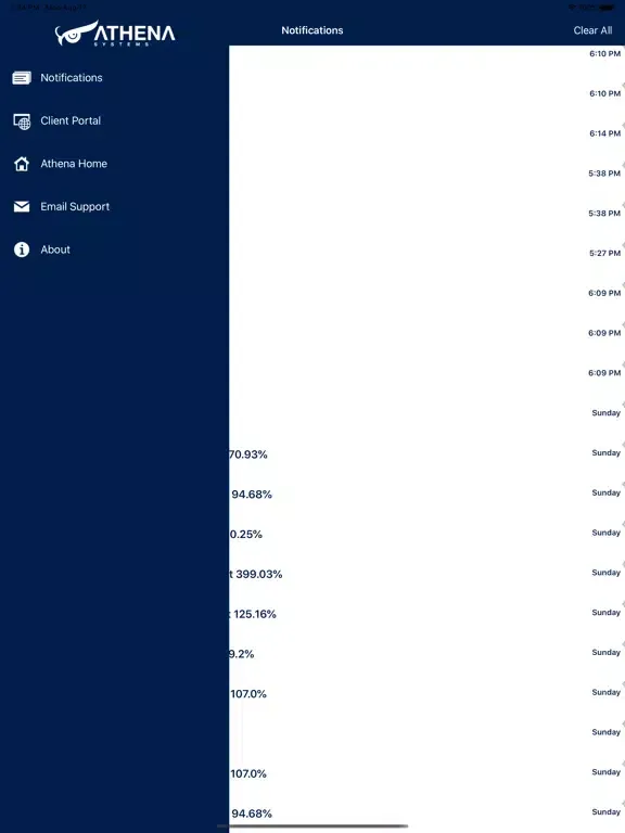 ภาพหน้าจอของ Athena Notifier iPad 