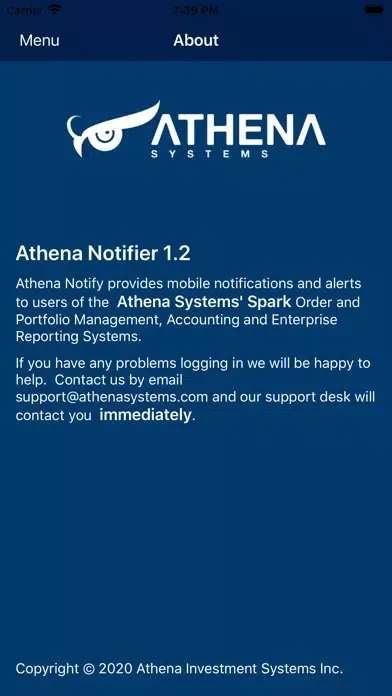 ภาพหน้าจอของ Athena Notifier