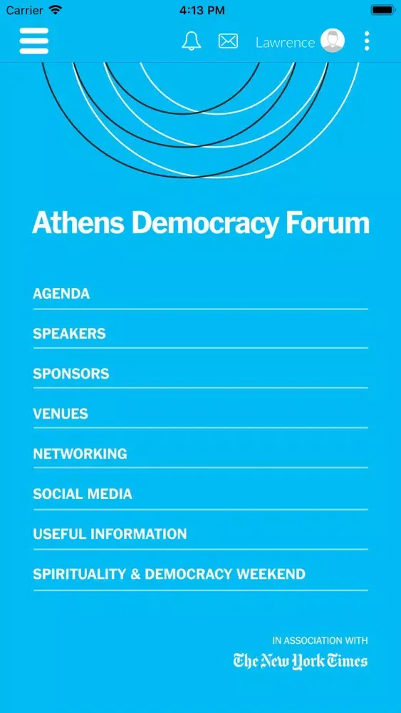 Capturas de tela do Athens Democracy Forum