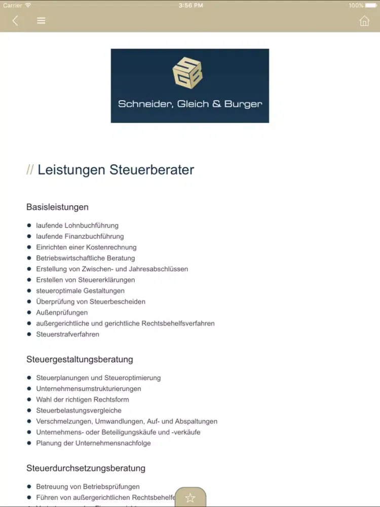 Schneider, Gleich & Burger iPad  스크린샷
