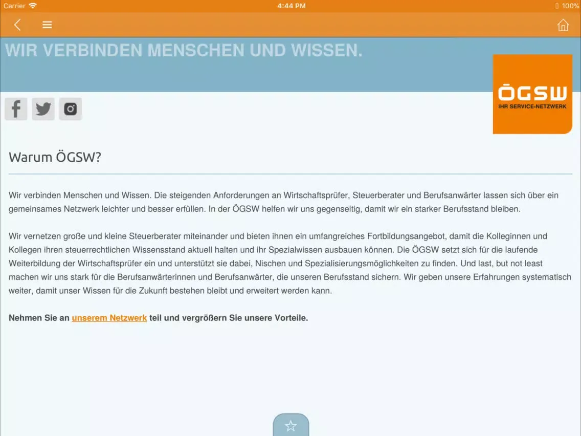 ÖGSW iPad  스크린샷
