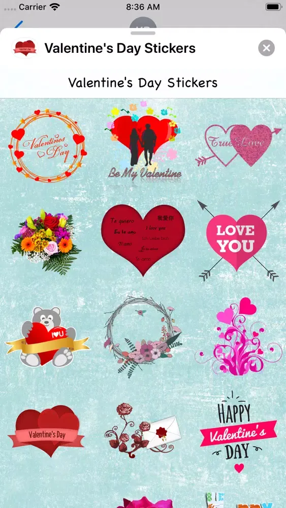 Tangkapan layar Valentines Sticker Collection