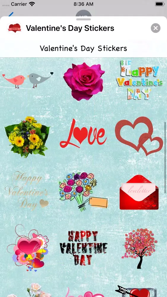 Tangkapan layar Valentines Sticker Collection